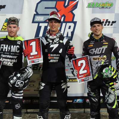 Podium SX1 : Thomas Ramette - Suzuki, Cédric Soubeyras - Suzuki et Greg Aranda - Kawasaki (photo JLFO)