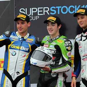 <b>Podium Superstock 1000 : Sylvain Barrier - BMW, Jérémy Guarnoni - Kawasaki et Lorenzo Savadori - Ducati (photo Worldsbk.com)</b>