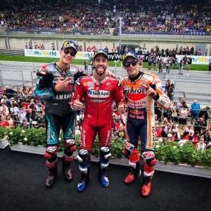 Podium : Fabio Quaratararo - Yamaha, Andrea Dovizioso - Ducati et Marc Marquez - Honda (photo motogp.com)
