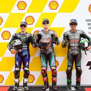 Maverick Viñales - Yamaha, Fabio Quartararo - Yamaha et Franco Morbidelli - Yamaha (photo motogp.com)