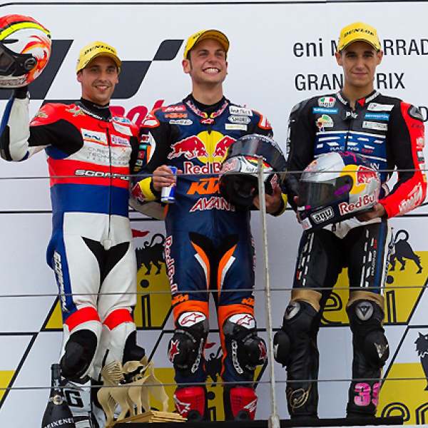 <b>Podium Moto3 : Alexis Masbou - Honda-Caretta Technology-FFM, Sandro Cortese et Luis Salom  (photo MotoGP.com)</b>
