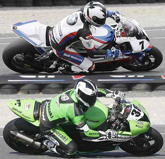 <b>Erwan Nigon - BMW en Superbike et Grégory Leblanc - Kawasaki en Supersport (photos Gérard Delio/Photopress)</b>