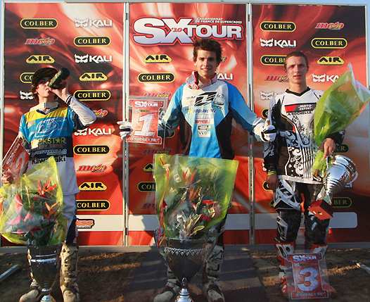 <b>Podium Junior : Dylan Ferrandis – Kawasaki, Alexis Gaudrée – Yamaha et Mickaël Levreau – KTM (photo Nicolas Provot)</b>