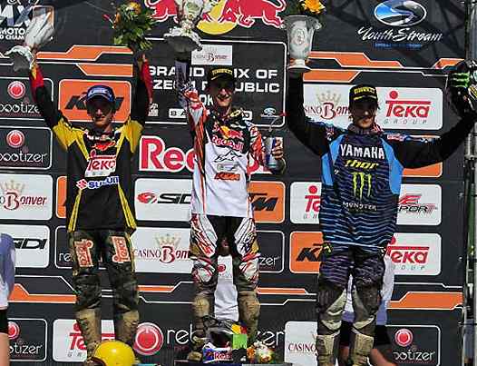 <b>Podium MX2 : Ken Roczen – Suzuki, Marvin Musquin - KTM et Gauthier Paulin - Yamaha (photo Youthstream)</b>