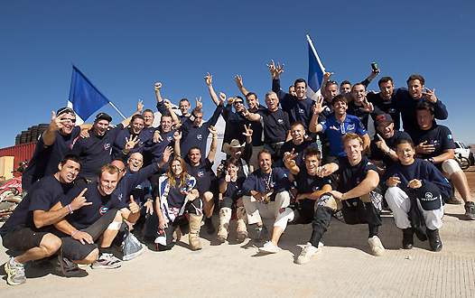 <b>Tout le staff réuni pour célébrer la victoire (photo Mathieu Talayssat)</b>