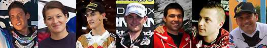 <b>Jordi Tixier</b> (photo Andreseba/www.motoraxess.com/JLFO), <b>Ludivine Puy</b> (photo Mathieu Talayssat), <b>Marvin Musquin</b> (photo Youthstream), <b>Thomas Chareyre</b> (photo Youthstream), <b>Brice Izzo</b> (photo flohagena.com/RedBull), <b>Antoine Méo</b> (photo HVA Racing), <b>David Casteu</b> (photo Casteu.fr)