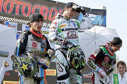 <b>Grégory Aranda - Bud Racing Kawasaki, Xavier Boog - Kawasaki KRT et Dylan Ferrandis - Bud Racing Kawasaki (photo Pascal Haudiquert/Mediacross)</b>