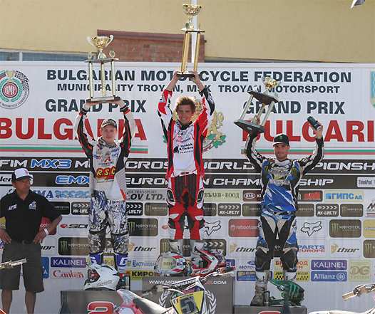<b>Podium MX3 : Martin Michek - KTM, Milko Potisek – Honda et Julien Bill - Honda (photo Youthstream)</b>