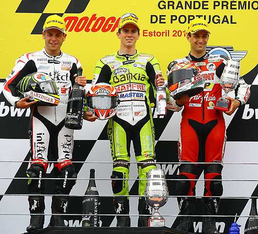 <b>Podium 125cc : Sandro Cortese - Aprilia, Nico Terol - Aprilia et Johann Zarco - Derbi (photo Dorna)</b>