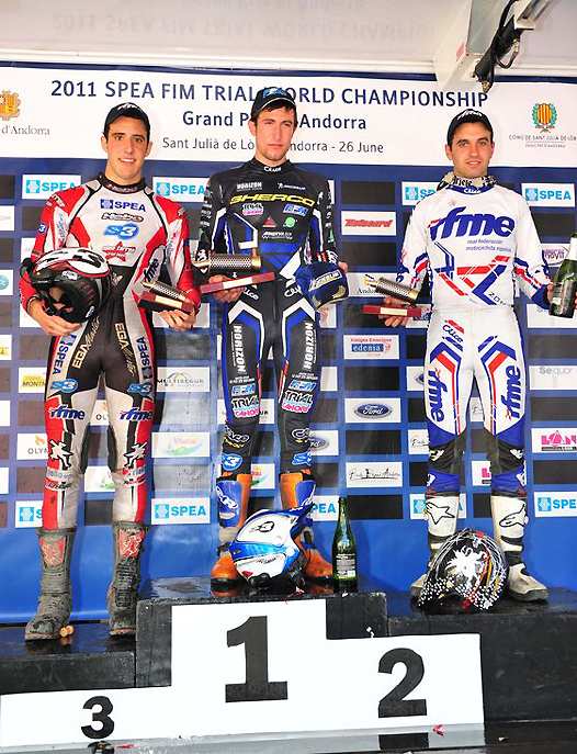 <b>Podium Junior : Pol Tarres – Gas Gas, Alexandre Ferrer – Sherco et Alfredo Gomez – Montesa (photo trial-club.com)</b>