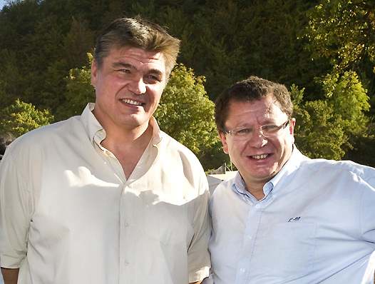 <b>Le Ministre David Douillet et le Président Jacques Bolle lors du Grand Prix de France d'Enduro à Mende en octobre dernier (photo JB.Salles)</b>

