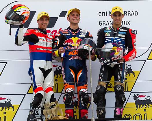 <b>Podium Moto3 : Alexis Masbou - Honda-Caretta Technology-FFM, Sandro Cortese et Luis Salom  (photo MotoGP.com)</b>
