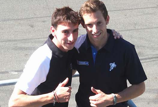 <b>Renaud Lavillenie - Médaille d'Or Olympique au saut à la perche Londres 2012 et Louis Rossi - Vainqueur du GP de France Moto3 2012 au Mans (photo Luc Guillaume)</b>