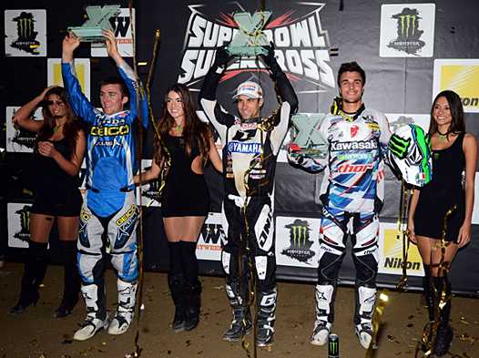 <b>Podium SX1 : Eli Tomac - Honda, Justin Brayton - Yamaha et Gautier Paulin - Kawasaki (photo Kawasaki Racing Team)</b>