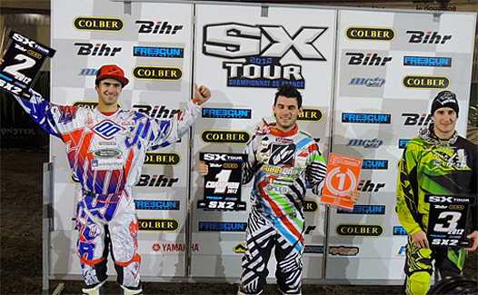 <b>Podium SX2 : Romain Berthomé – Kawasaki, Josse Sallefranque – Honda et Mike Valade – Honda (photo www.motoraxess.com)</b>