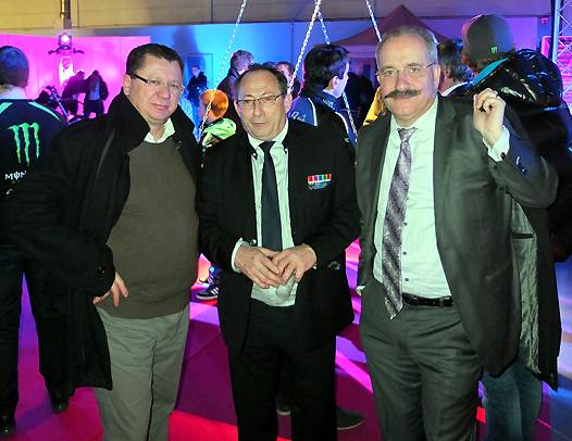 <b>Jacques Bolle - Président de la FFM, Lionel Courdavault - Président de Gayant Expo Douai et Christian Poiret - Président de la Communauté de Communes (photo Yumé Com)</b>