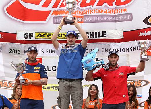 <b>Podium E2-Jour 1 : Johnny Aubert - KTM, Pierre-Alexandre Renet - Husaberg et Alexandro Salvini - Honda (photo ABC Com)</b>