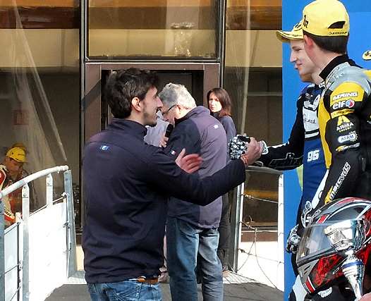 <b>Louis Rossi - Tech3 Moto2, était venu encourager et féliciter les pilotes français (photo Yume.com)</b>