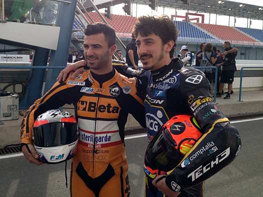 <b>Mike Di Meglio - Motobi-JiR Moto2 et Louis Rossi - Mistral-Tech3 Racing (photo FB)</b>