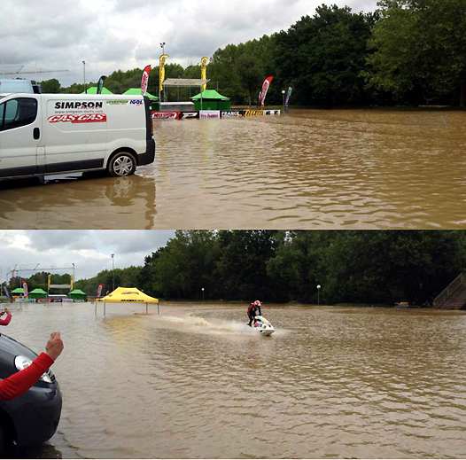 <b>Serge Nuques en voisin a amusé tout le monde. Un peu de bonne humeur devant les éléments déchainés (photo Matthias Bellino)</b>