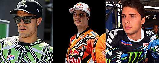 <b>Gautier Paulin - Kawasaki, Jordi Tixier - KTM et Christophe Charlier - Yamaha (photos Kawasaki Racing Team, KTM Racing et Yamaha Racing)</b>