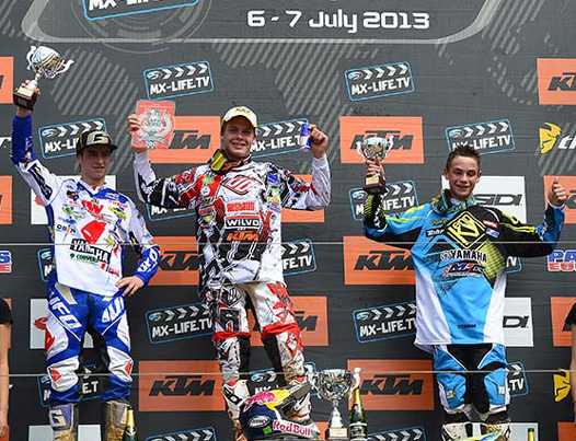 <b>Podium EMX125 : Frederik van der Vlist - Yamaha, Pauls Jonass - KTM et Nicolas Dercourt - Yamaha (photo Youthstream)</b>