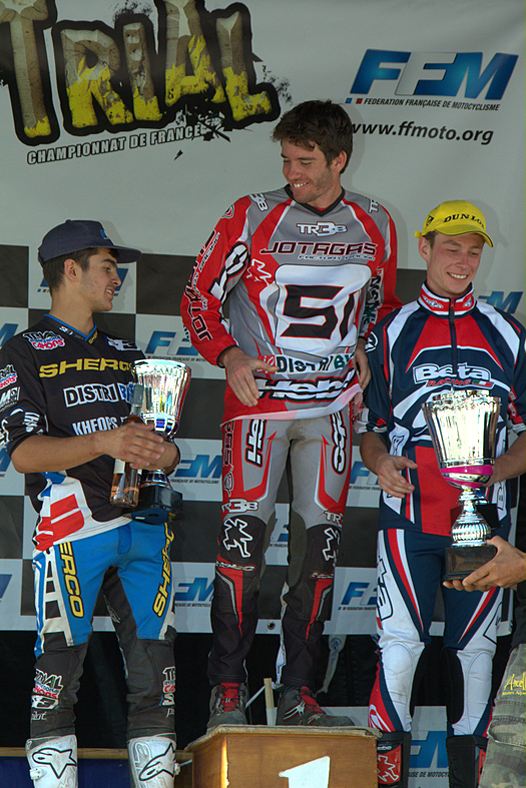 <b>Podium Open dimanche : Lambert Meyer - Beta, Alexandre Berlatier - Jotagas et Gaël Chatagno - Sherco (photo Jean Finiels/Trial-Club.com)</b>