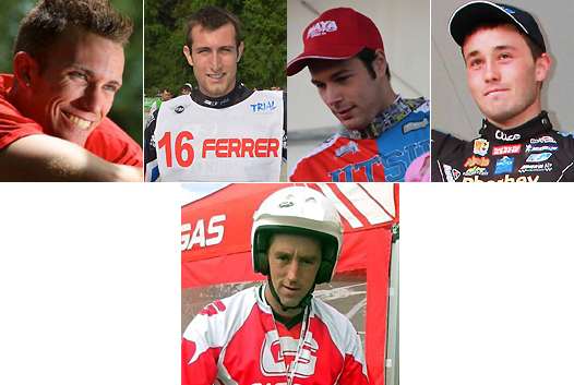 <b>Steven Coquelin – Jotagas, Alexandre Ferrer – Sherco, Loris Gubian - Gas Gas, Cédric Tempier - Sherco et Jérôme Bethune - Gas Gas (photos FB)</b>