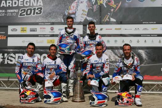 <b>Equipe Trophée : Antoine Méo - KTM, Jérémy Joly - HM Honda, Pierre-Alexandre Renet - Husaberg, Rodrig Thain - Gas Gas, Fabien Planet - Sherco et Johnny Aubert - KTM (photo Fred Ccy/FFM)</b>