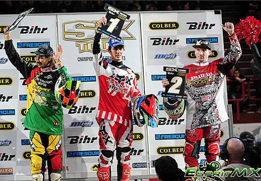 <b>Podium SX1 : Fabien Izoird - Suzuki, Cédric Soubeyras - Honda et Greg Aranda - Kawasaki (photo Esprit MX)</b>