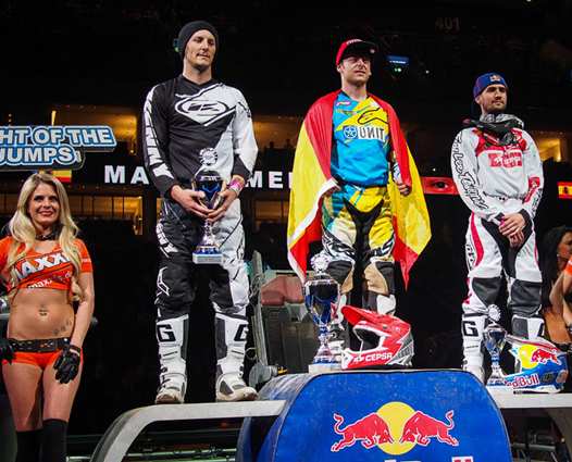 <b>Podium : Rémi Bizouard - Kawasaki, Maikel Melero - KTM et Dany Torres - KTM (photo www.nightofthejumps.com)</b>