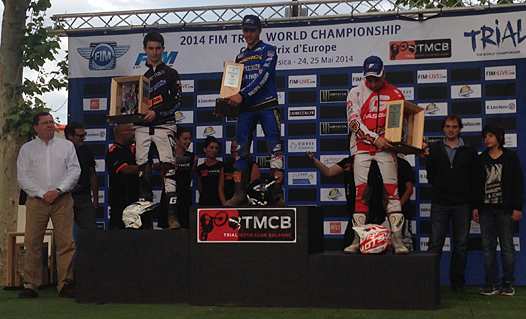<b>Podium 125cc : Jacques Bolle - Président de la FFM, Noe Pretalli, Gaël Chatagnon - Sherco et Téo Colairo - Gas Gas (photo FFM)</b>