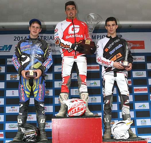 <b>Le podium 125 : Thomas Minta - Sherco, Téo Colairo - Gas Gas et Noé Prétalli (photo Trialmag.fr)</b>