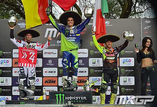 <b>Podium MXGP : Max Nagl - Honda, Gautier Paulin - Kawasaki et Toni Cairoli - KTM (photo MXGP.com)</b>