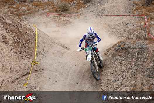 <i>Pour ce premier jour, Loic Larrieu a été le chef de file de l'Equipe de France Junior. Le pilote Husqvarna se classe 8ème du scratch. Photo P. Haudiquert.</i>