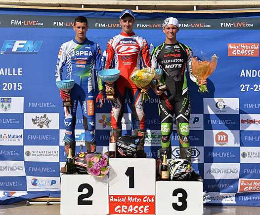 <b>Podium Coupe du Monde Jour 2 : Oriol Noguera - Honda, Quentin Carles de Caudemberg - Beta et Steven Coquelin - Gas Gas (photo FIM)</b>