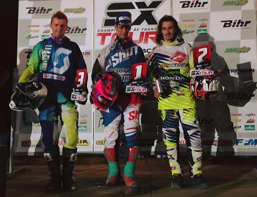 <b>Podium Finale SX1 : Cyrille Coulon – Kawasaki, Cédric Soubeyras – Yamaha et Fabien Izoird - Honda (photo FB)</b>