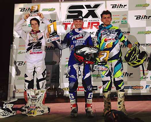 <b>Podium Finale SX2 : Arnaud Aubin – Suzuki, Yannis Irsuti – Yamaha et Simon Mallet – Honda (photo FB)</b>