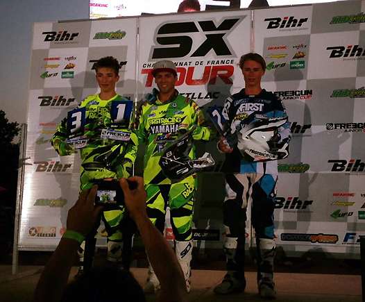 <b>Podium Finale Freegun Junior Cup : Mickaël Lamarque – Yamaha, Anthony Bourdon – Yamaha et Paul Le Gonidec – Yamaha (photo FB)</b>
