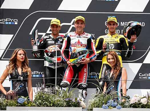 <b>Podium Moto2 : Johann Zarco - Kalex-Honda, Xavier Siméon - Kalex-Honda et Alex Rins - Kalex-Honda (photo MotoGP.com)</b>