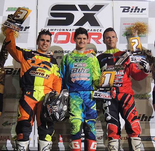 Podium SX2 : Adrien Lopes - KTM, Thomas Do - Honda et Florent Richier - Yamaha (photo Orgacom)