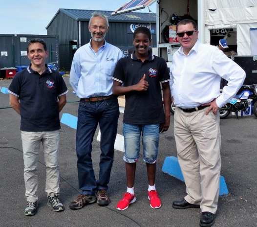 <b>Alain Bronec - Responsable Sportif de la Filière Vitesse France, Philippe Thiebault - Directeur Technique National FFM, Lyvann Luchel - pilote CEV et Jacques Bolle - Président de la FFM (photo Luc Guillaume)</b>