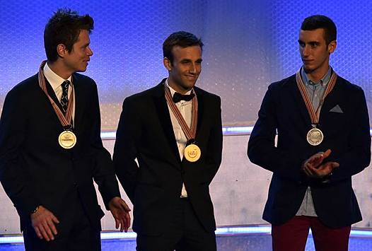 <b>Le podium Moto2 2015 : Tito Rabat - Kalex-Honda, Johann Zarco - Kalex-Honda et Alex Rins - Kalex-Honda (photo MotoGP.com)</b>