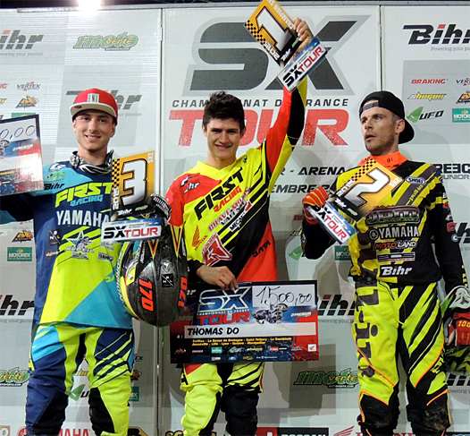 <b>Podium SX2 : Yannis Irsuti - Yamaha Reptil - 3ème, Thomas Do - Honda - Champion 2014, 2015) et Florent Richier - Yamaha JPM - Vice-champion 2015 (photo Orgacom)</b>
