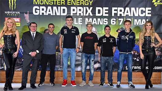 <b>Jacques Bolle - Président de la FFM, Johann Zarco - pilote Moto2, Loris Baz - pilote MotoGP, Fabio Quartararo - pilote Moto3, Alexis Masbou - pilote Moto3 et Jules Danilo - pilote Moto3</b>