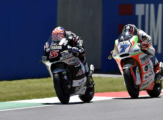 <b>Johann Zarco - Kalex-Honda devant Lorenzo Baldassarri - Kalex-Honda (photo www.johannzarco.com)</b>
