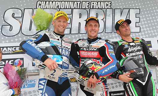 <b>David Checa - Yamaha, Kenny Foray - BMW et Matthieu Lagrive - Kawasaki (photo Gérard Delio/Photopress)</b>