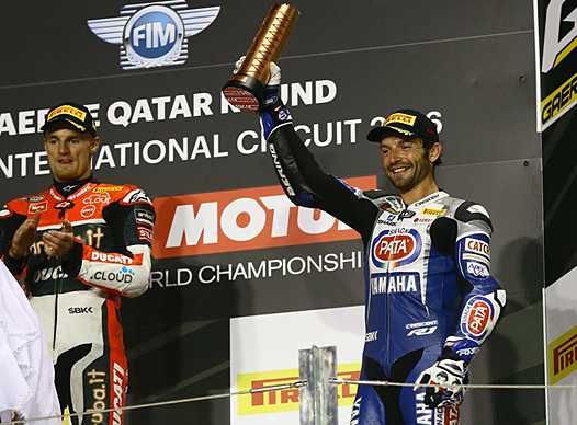 <b>Podium Superbike : Chaz Davies - Ducati et Sylvain Guintoli - Yamaha (photo www.worldsbk.com)</b>