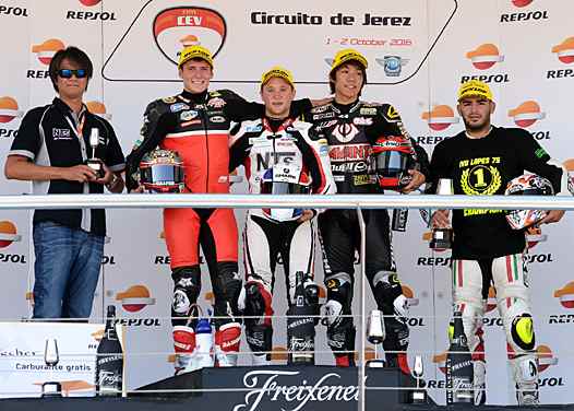 <b>Podium Moto2 avec Alan Techer - NTS NH-6 (photo fimcevrepsol.com)</b>