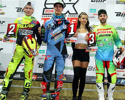 <b>SX1 : Thomas Ramette - Suzuki, Cédric Soubeyras - Suzuki et Valentin Teillet - Honda (photo Orgacom)</b>